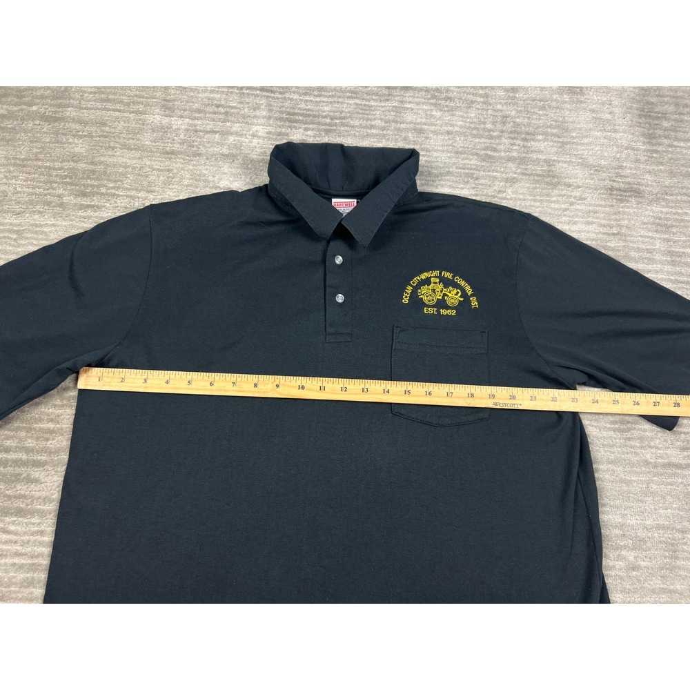 Hartwell Polo Shirt Mens XXL Black Ocean City-Wright Fire Dist Vintage Made USA - Picture 2 of 10